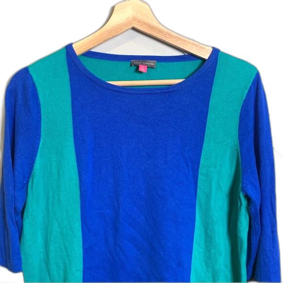 Vince Camuto Green Blue Colorblock Sweater Size Large - Picture 4 of 9